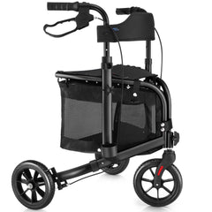 WALK MATE 3 Wheel Rollator Walker for Slim Seniors, 8 Inch Wheels Lightweight Foldable Mobility Aid, Purple