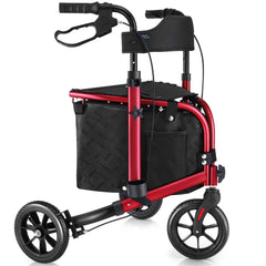 WALK MATE 3 Wheel Rollator Walker for Slim Seniors, 8 Inch Wheels Lightweight Foldable Mobility Aid, Purple