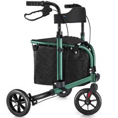 WALK MATE 3 Wheel Rollator Walker for Slim Seniors, 8 Inch Wheels Lightweight Foldable Mobility Aid, Purple