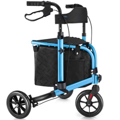 WALK MATE 3 Wheel Rollator Walker for Slim Seniors, 8 Inch Wheels Lightweight Foldable Mobility Aid, Purple