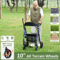 WALK MATE Rollator Walker – Foldable with Seat & 10" Wheels