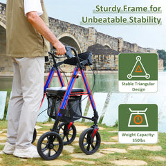 WALK MATE Rollator Walker – Foldable with Seat & 10" Wheels