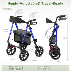 WALK MATE Rollator Walker – Foldable with Seat & 10" Wheels