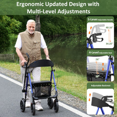 WALK MATE Rollator Walker – Foldable with Seat & 10" Wheels