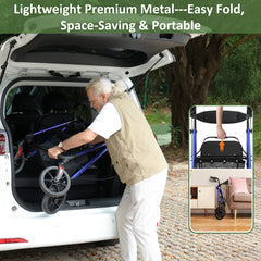 WALK MATE Rollator Walker – Foldable with Seat & 10" Wheels