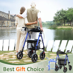 WALK MATE Rollator Walker – Foldable with Seat & 10" Wheels