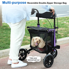 WALK MATE 3 Wheel Rollator Walker for Slim Seniors, 8 Inch Wheels Lightweight Foldable Mobility Aid, Purple