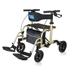 WALK MATE Upadated Rollator & Transport chair hybrid Champagne