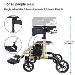 WALK MATE Upadated Rollator & Transport chair hybrid Champagne