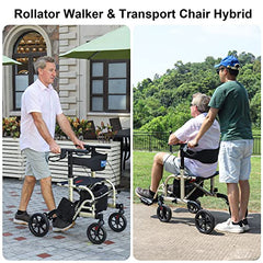 WALK MATE Upadated Rollator & Transport chair hybrid Champagne